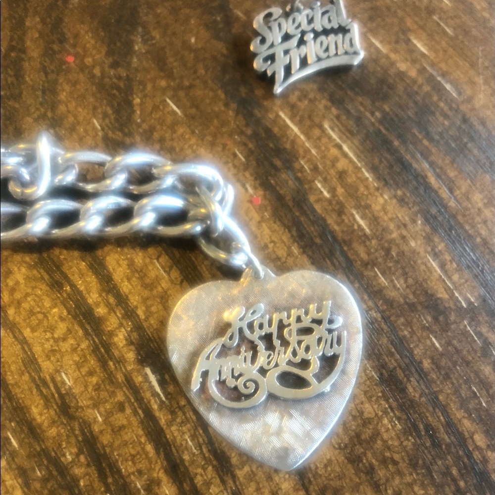 Sterling vintage “happy anniversary” silver charm .925 retired RARE engravable